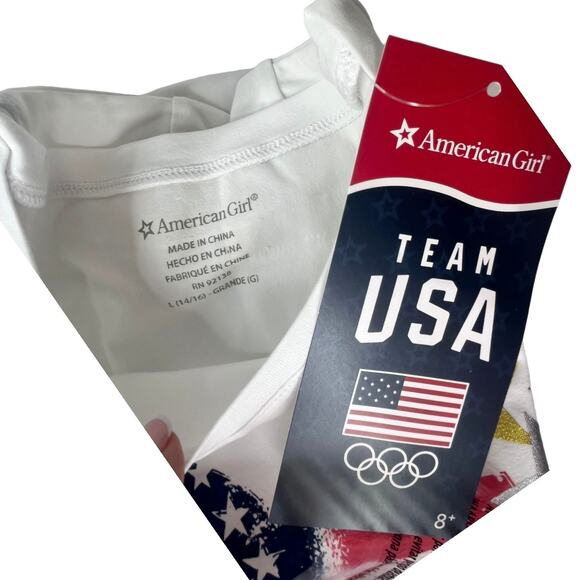 NEW American Girl Team USA T-SHIRT For GIRLS LG 14/16 TEE Patriotic Heart Flag - Picture 6 of 9